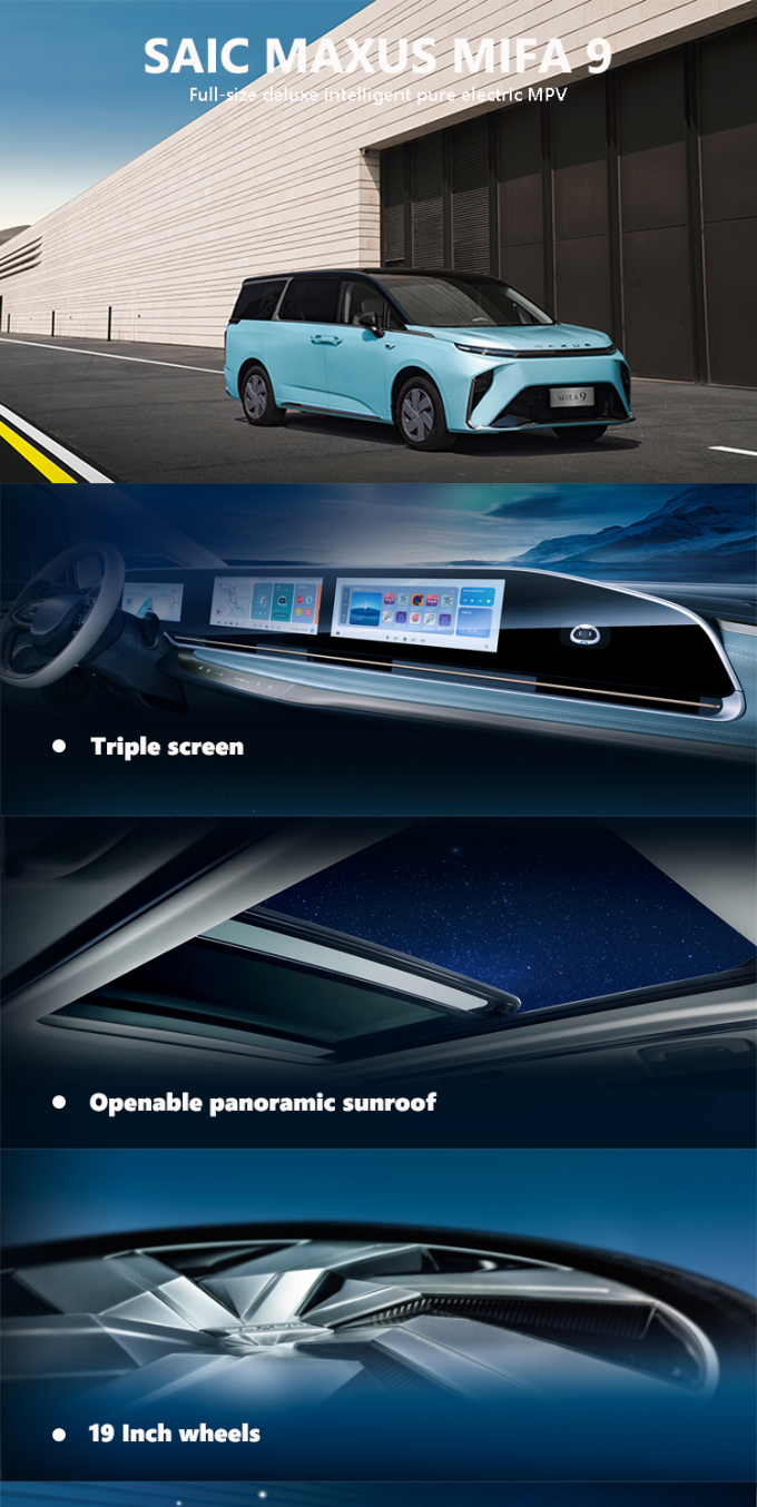 2024 ماكسوس MIFA9 MPV EV سيارة 7 مقاعد نطاق 480km 560km محرك العجلات الأمامية 0